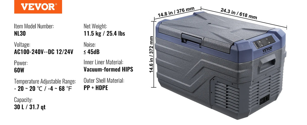8L to 75L Car Refrigerator Fridge Portable Icebox Single & Dual Zone Temp Adjustable for Outdoor Camping RV