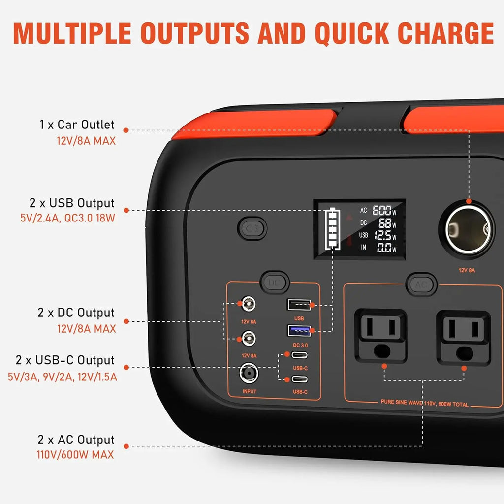 600W/300W Portable Power Station Solar Generator