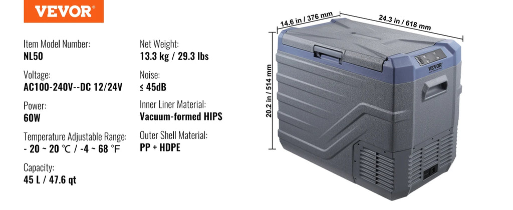 8L to 75L Car Refrigerator Fridge Portable Icebox Single & Dual Zone Temp Adjustable for Outdoor Camping RV