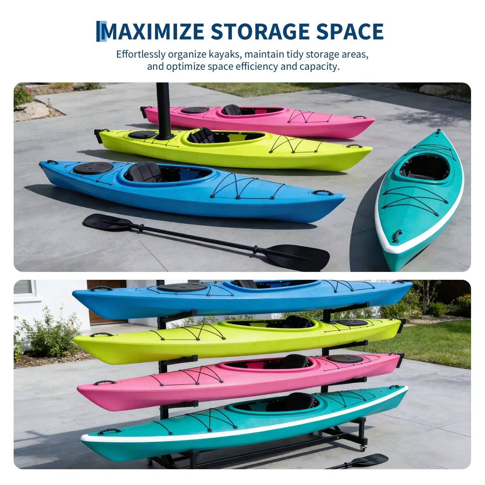 Freestanding Kayak Storage Rack 2/3/4 Tier Adjustable Canoe Stand Heavy Duty