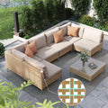 7pcs Wicker Outdoor Patio Furniture Set Sectional Sofa Coffee Table