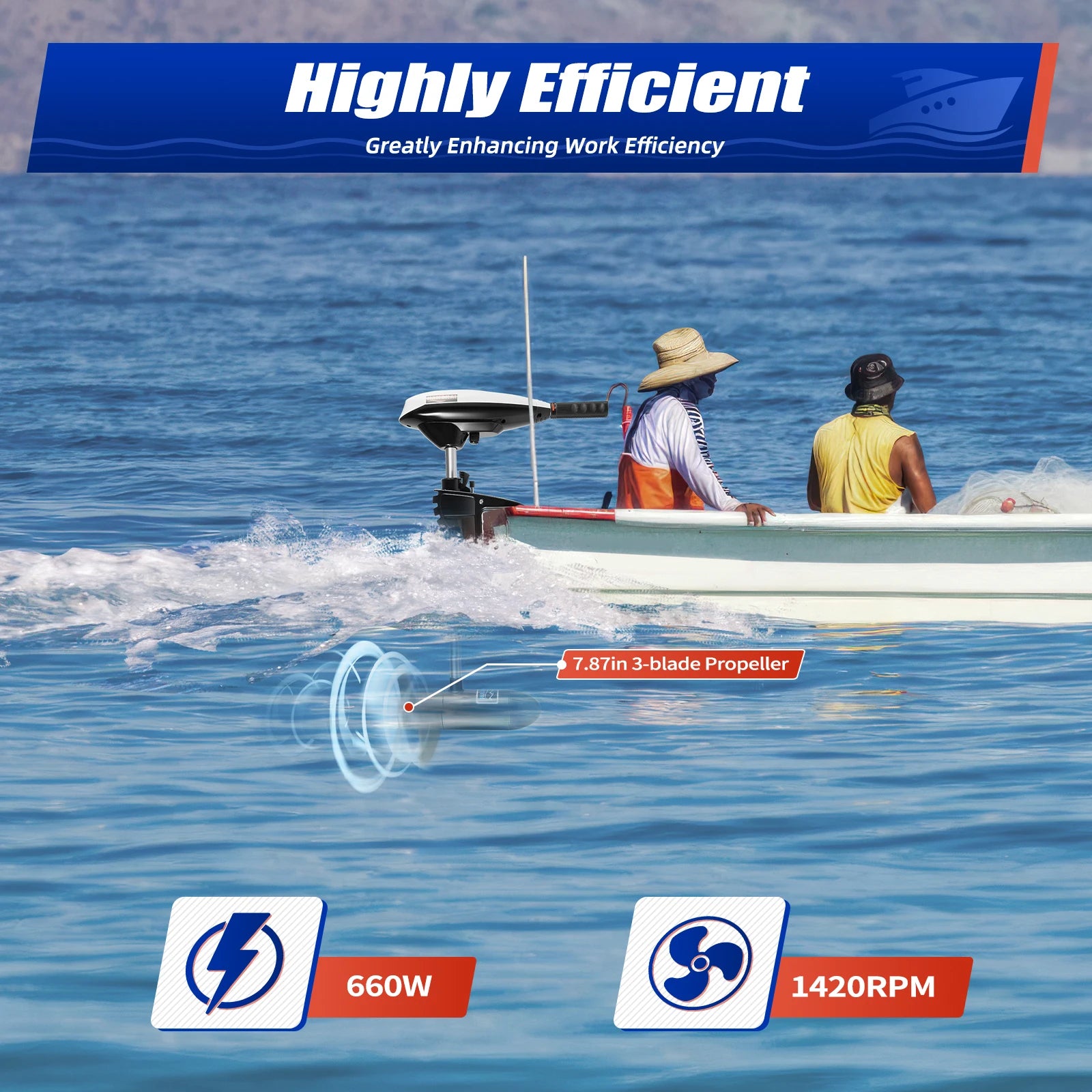 65LBS Electric Outboard Trolling Motor 12V 660W Short Shaft Brush Motor