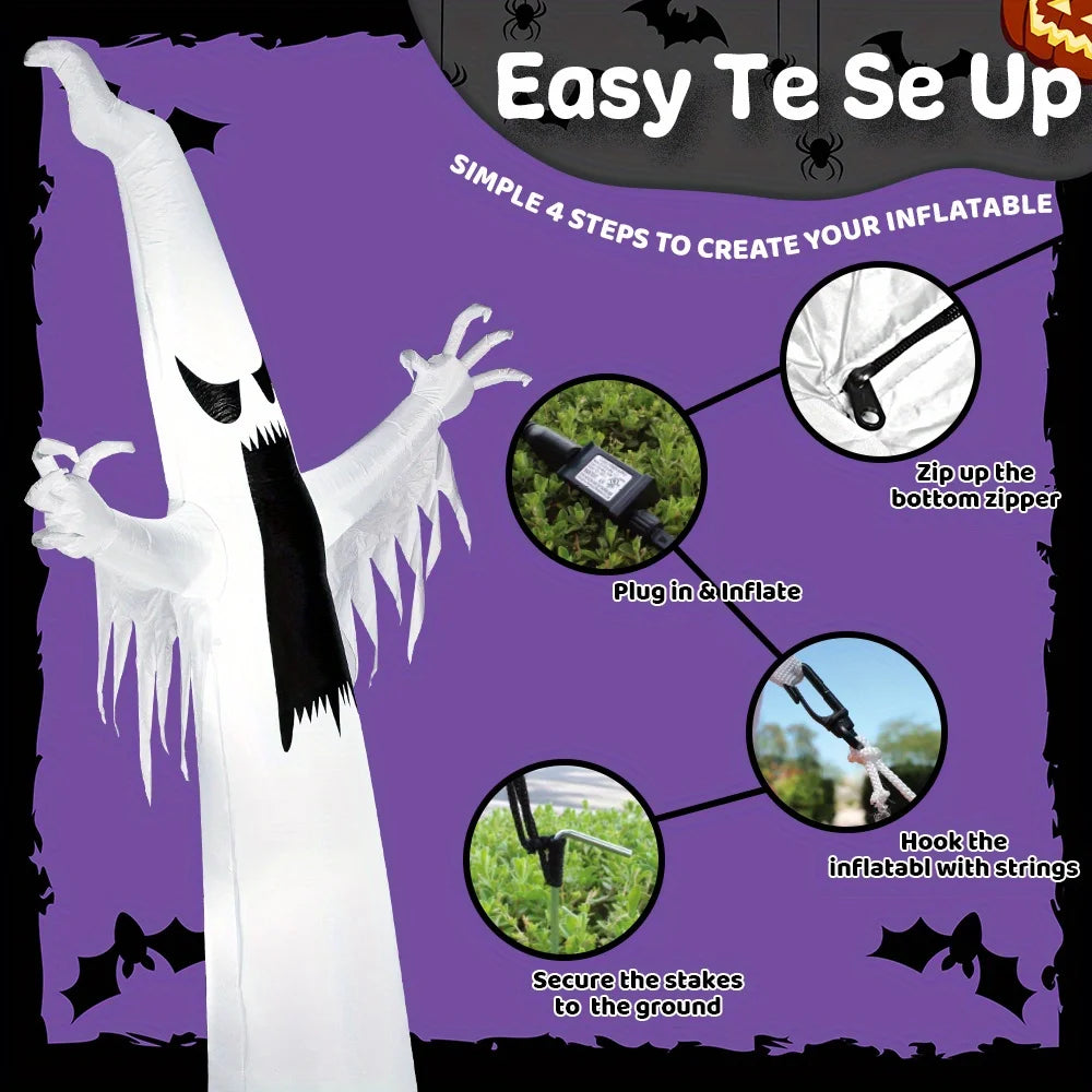 12 FT Scary Ghost Halloween Inflatables Outdoor Decorations Inflatable Ghost Blow Up for Yard with LEDs for Outside Yard Decorations