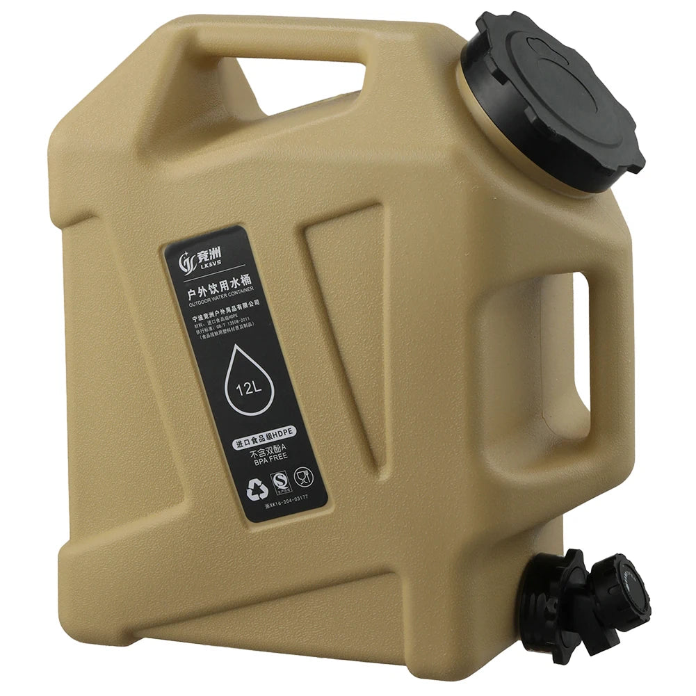 12L Camping Water Container Carrier Portable Large Capacity Outdoor Hiking