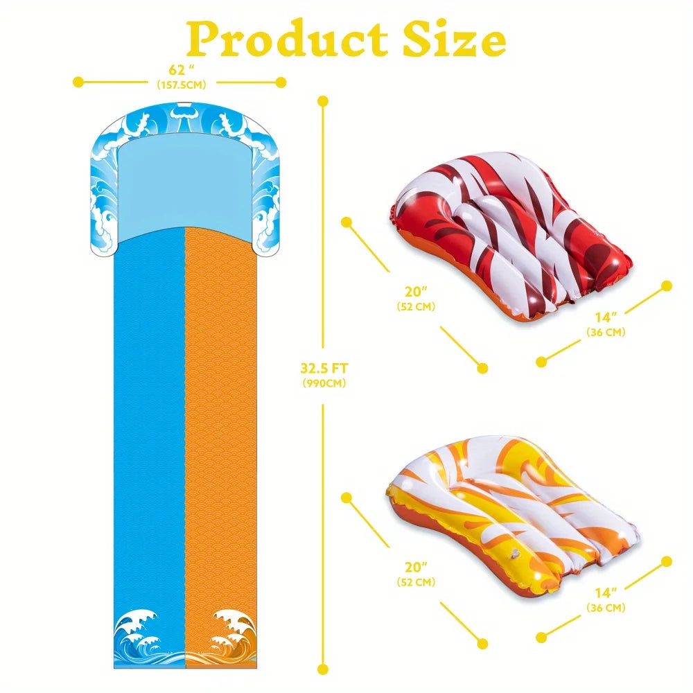 32.5ft Mega Inflatable Water Slide with Dual Racing Lanes 2 Splash Sprayer Outdoor