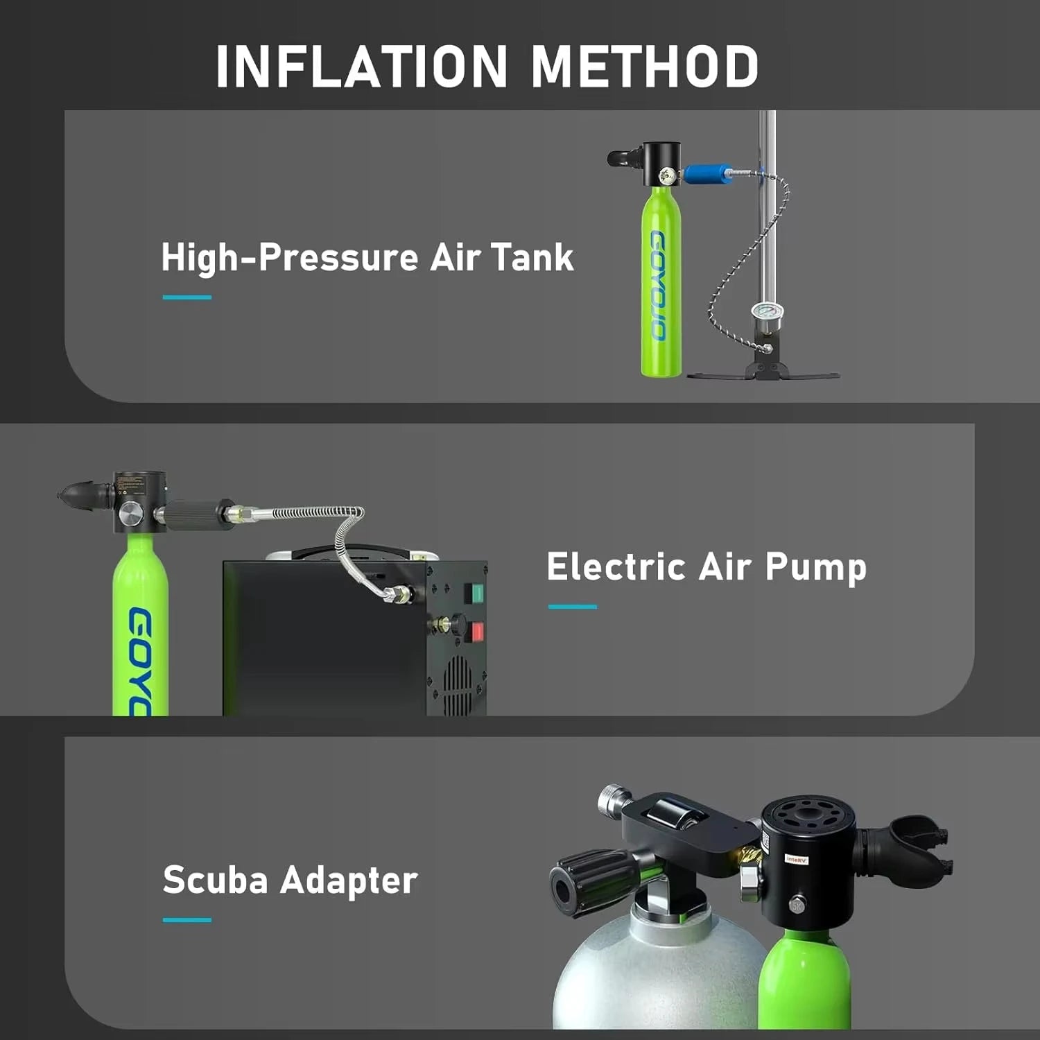 Mini Scuba Tank with Pump, 0.5L Portable Lung Tank Kits  Reusable Scuba Diving Kit