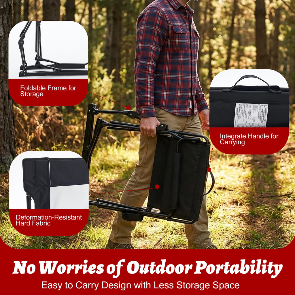 Outdoor Folding Portable Camping Chair Mesh Back Waterproof Armrests Sturdy Frame Foldable Seat