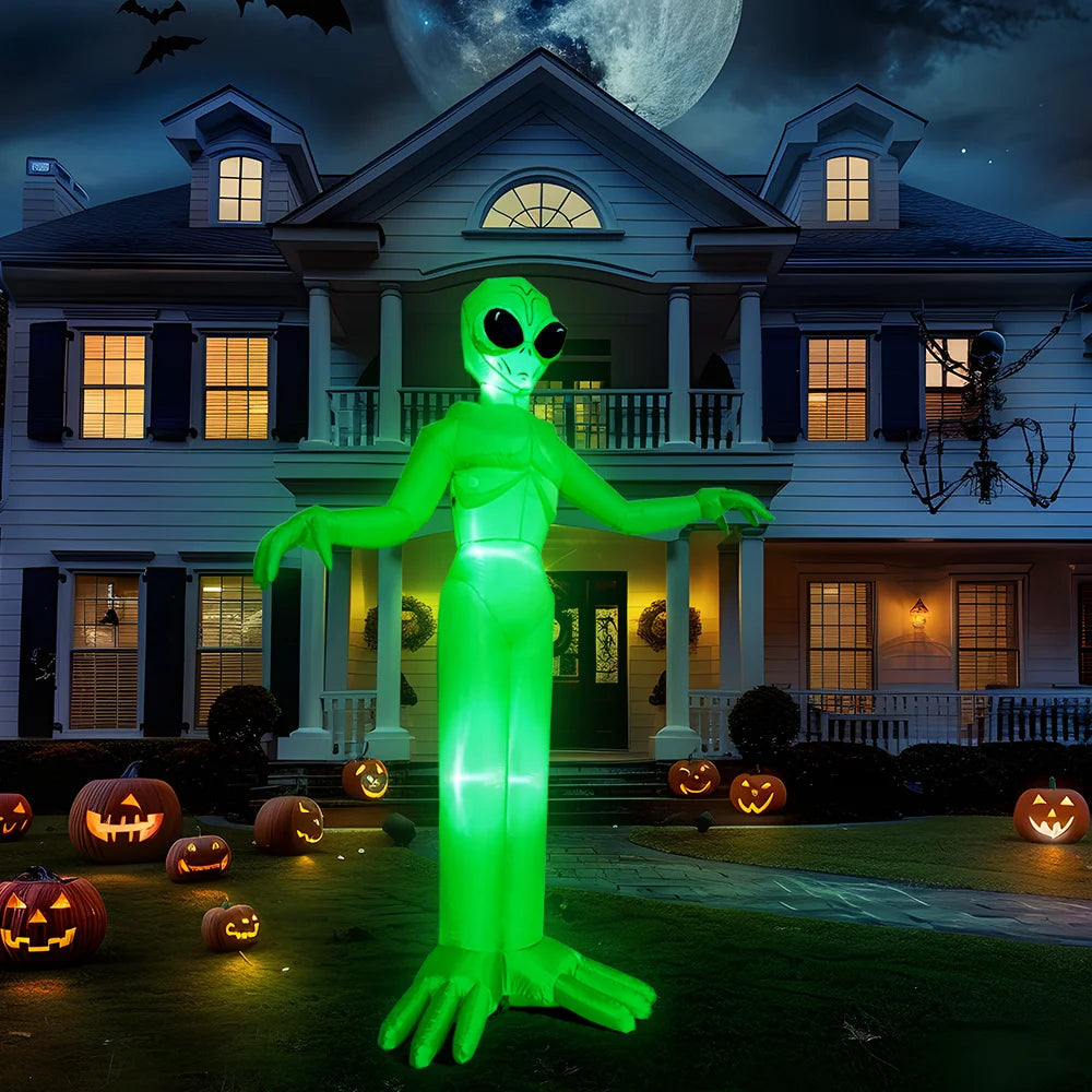 9 FT Tall Alien Halloween Inflatable Decoration Outside Inflatable Outdoor Decor with Build-in LEDs for Halloween Yard Lawn