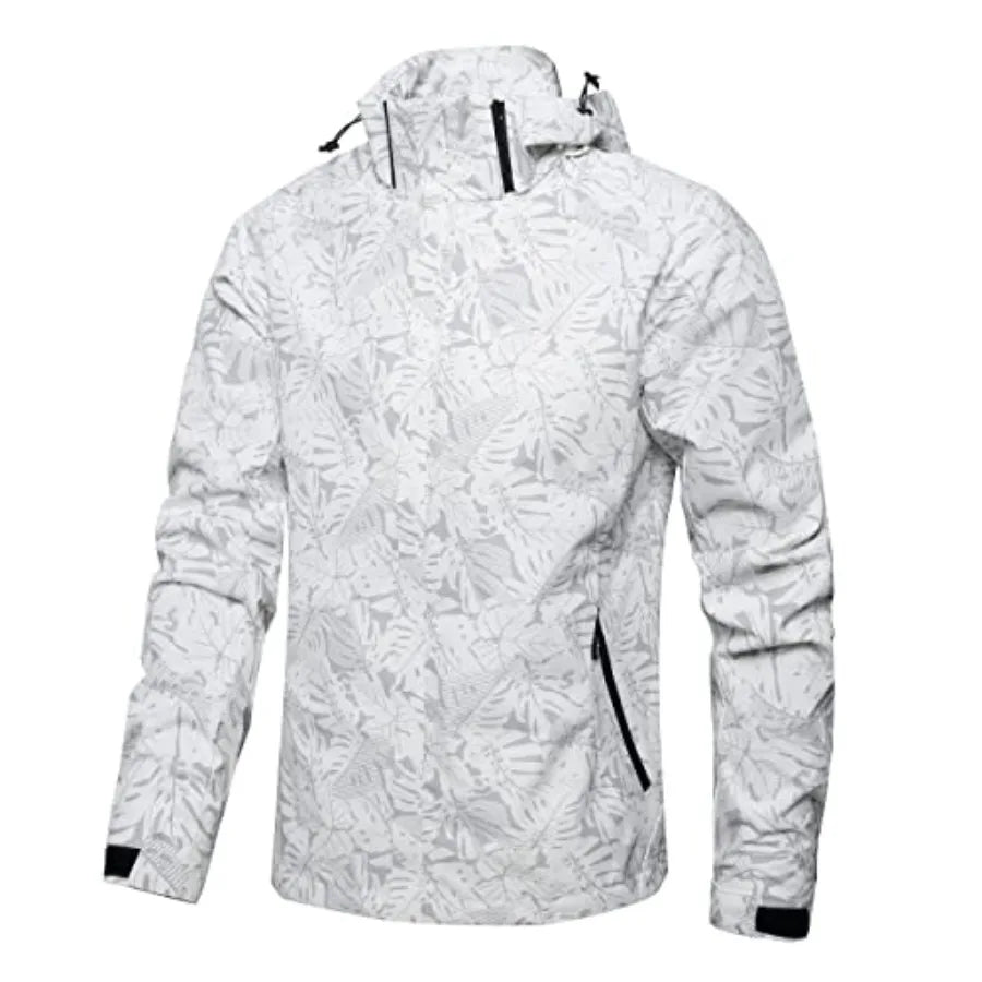 Men's Lightweight Waterproof Rain Jacket, Shell Hooded Outdoor Raincoat Hiking