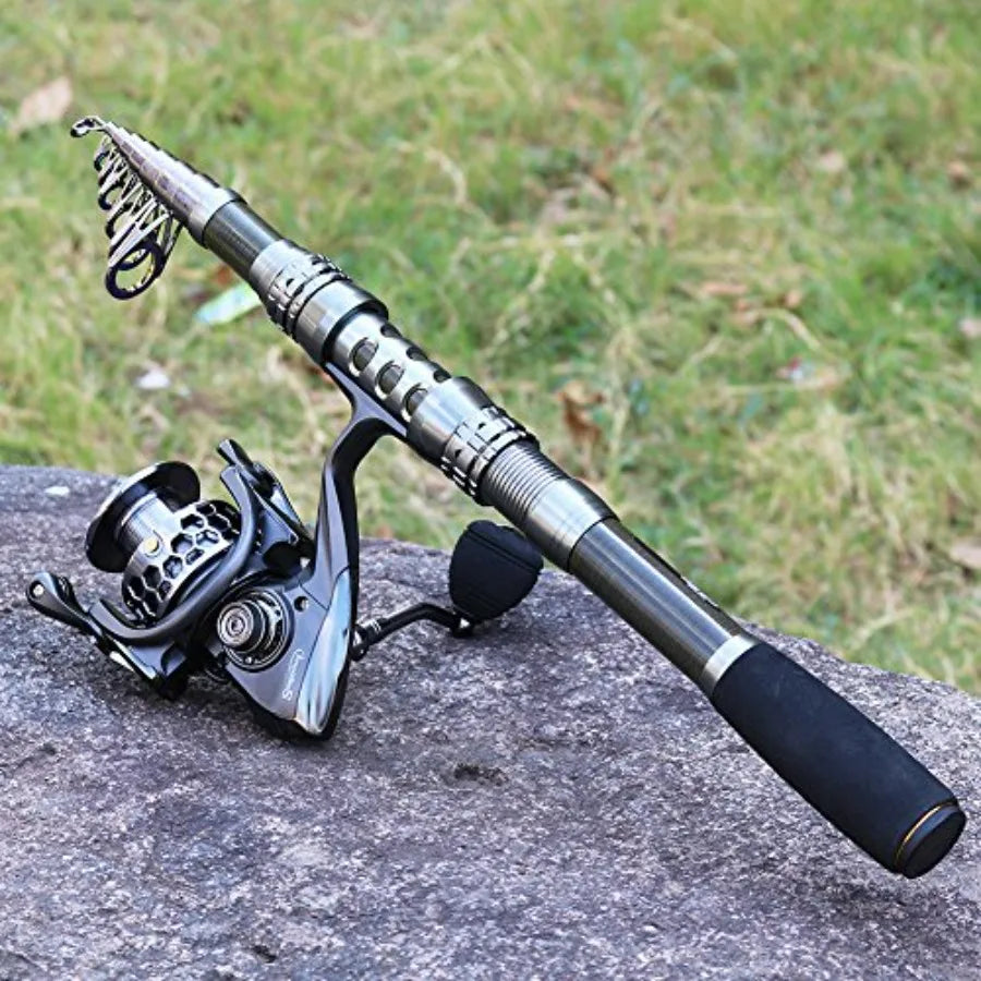 Fishing Rod Reel Combo with Telescopic Fishing Pole Spinning Reel Carrier Bag Saltwater Freshwater