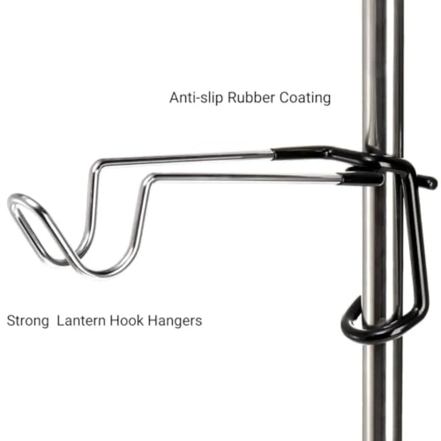 4 Pack Camping Lantern Hook Hangers, 10" Outdoor Lamp Hanger Stand, Stainless Steel Non-Slip Tent Light Pole Hook