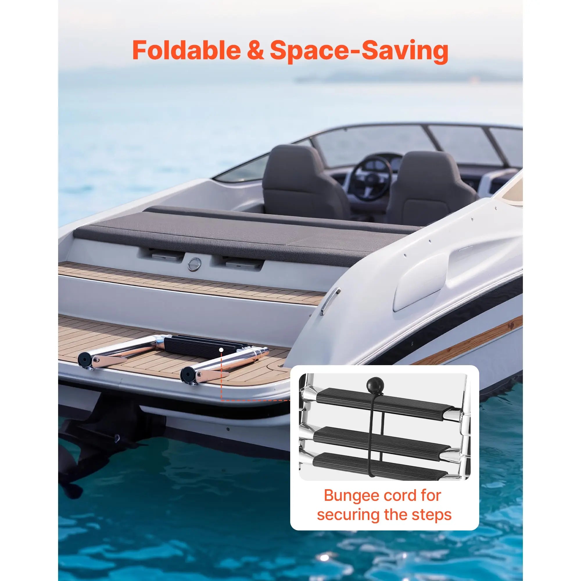 3/4 Steps Boat Ladder Stainless Steel 600/900 lbs Telescoping Folding Swim Deck