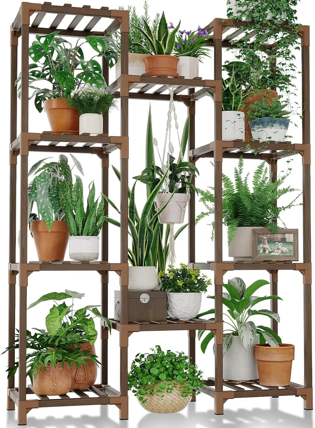 Large Wooden Plant Stand 10 Shelves Outdoor Easy Assembly
