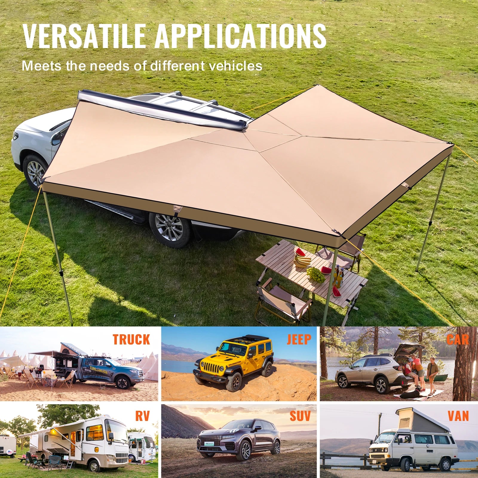 Vehicle Awning  Retractable Car Side Awning Suitable for Truck SUV Van