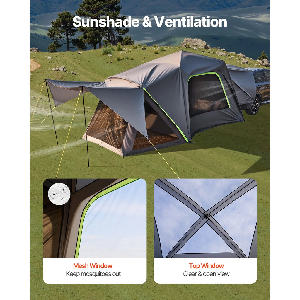 SUV Tent for Camping Waterproof PU2000mm Spacious Double Layer Design SUV Camping Tent with Shade Awning