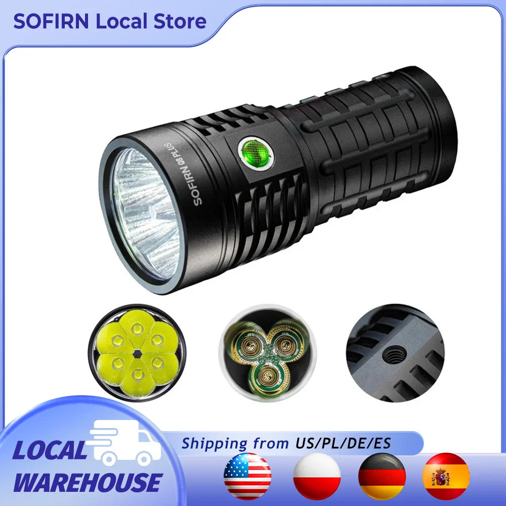Q8 Plus Super Powerful LED Flashlight 16000lm USB C Rechargeable 21700