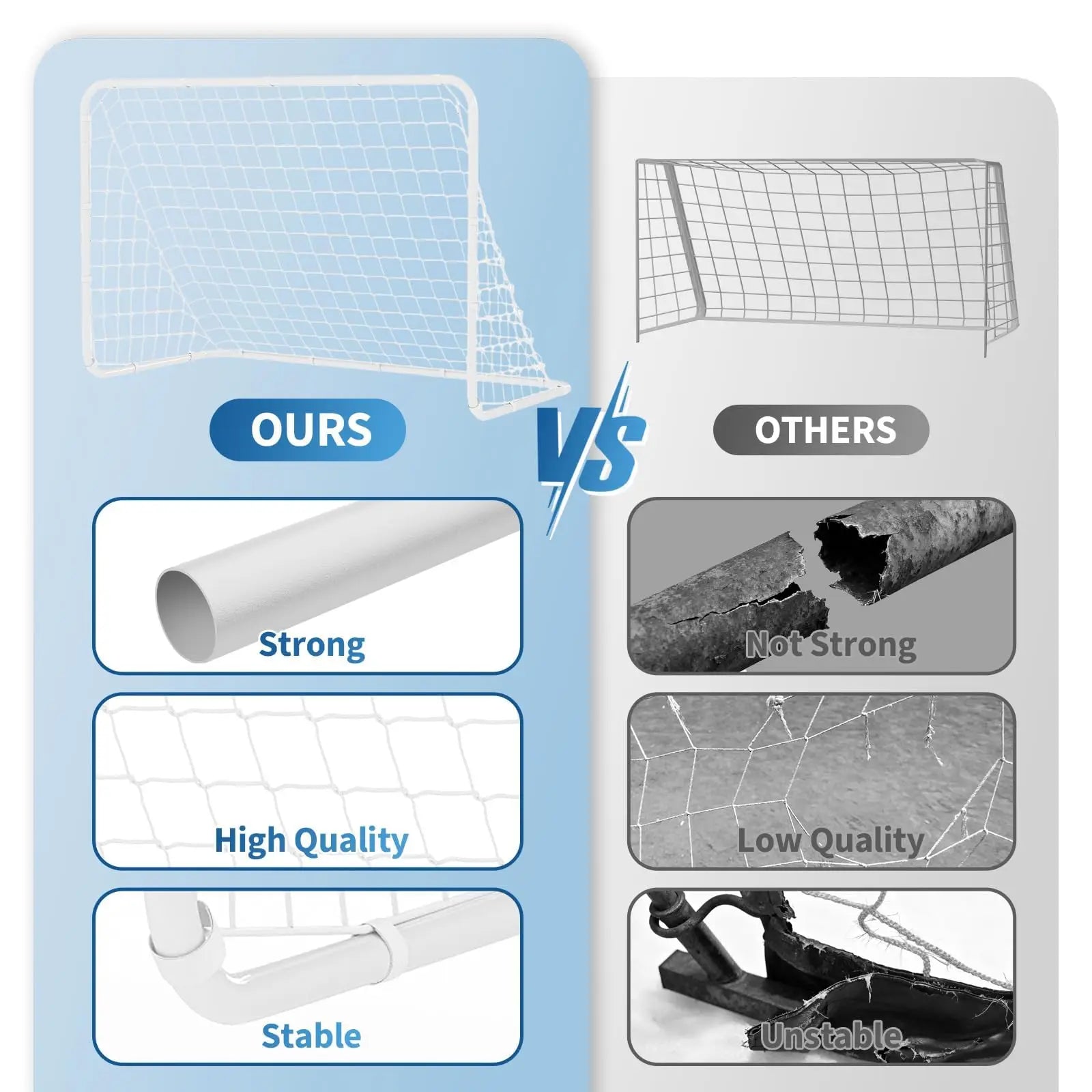 6x4ft Portable Soccer Goal Foldable Heavy Duty Steel Frame Pop-Up Training With Carry Bag