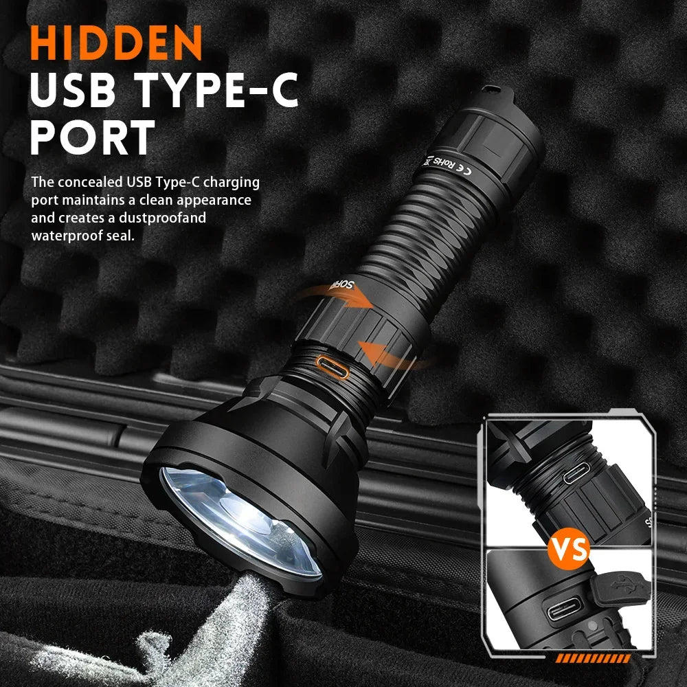SF26 2000lm LED 6000K Tactical Flashlight Type-C Rechargeable Powerful Torch