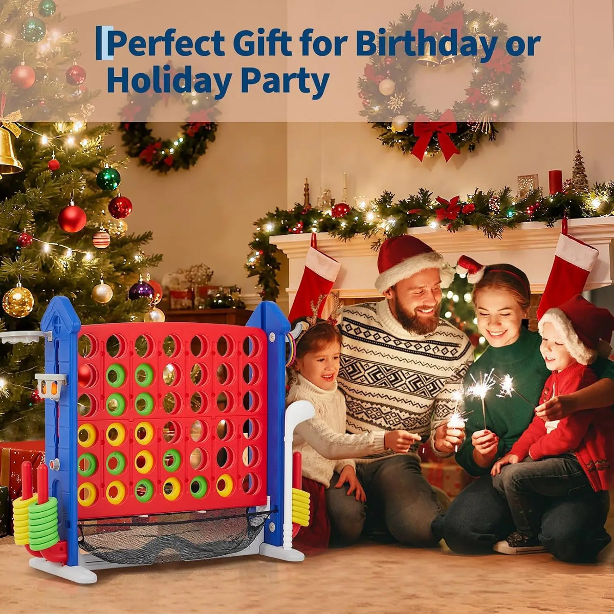 Giant 4-in-a-Row – Jumbo 4-to-Score Yard Game, Indoor/Outdoor Family Connect 4 Game with Mesh Pocket