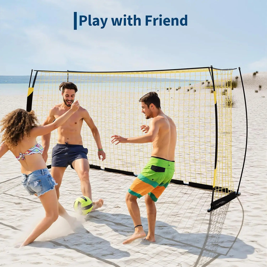Heavy Duty Portable Soccer Goal for Backyard, Metal Frame Mesh Soccer Rebounder Net
