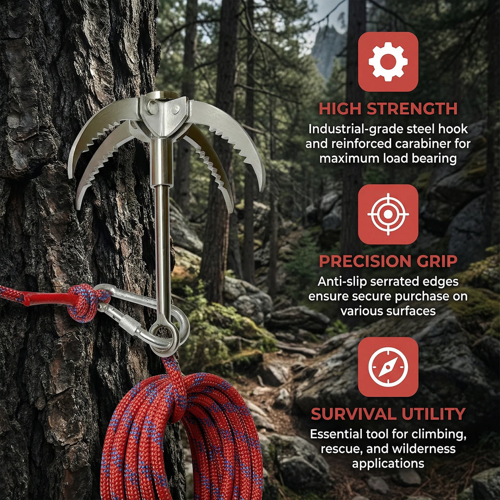 20M Outdoor Rope Rock Climbing Hooks Flying Tiger Claw Grappling Hook Camping Equipment