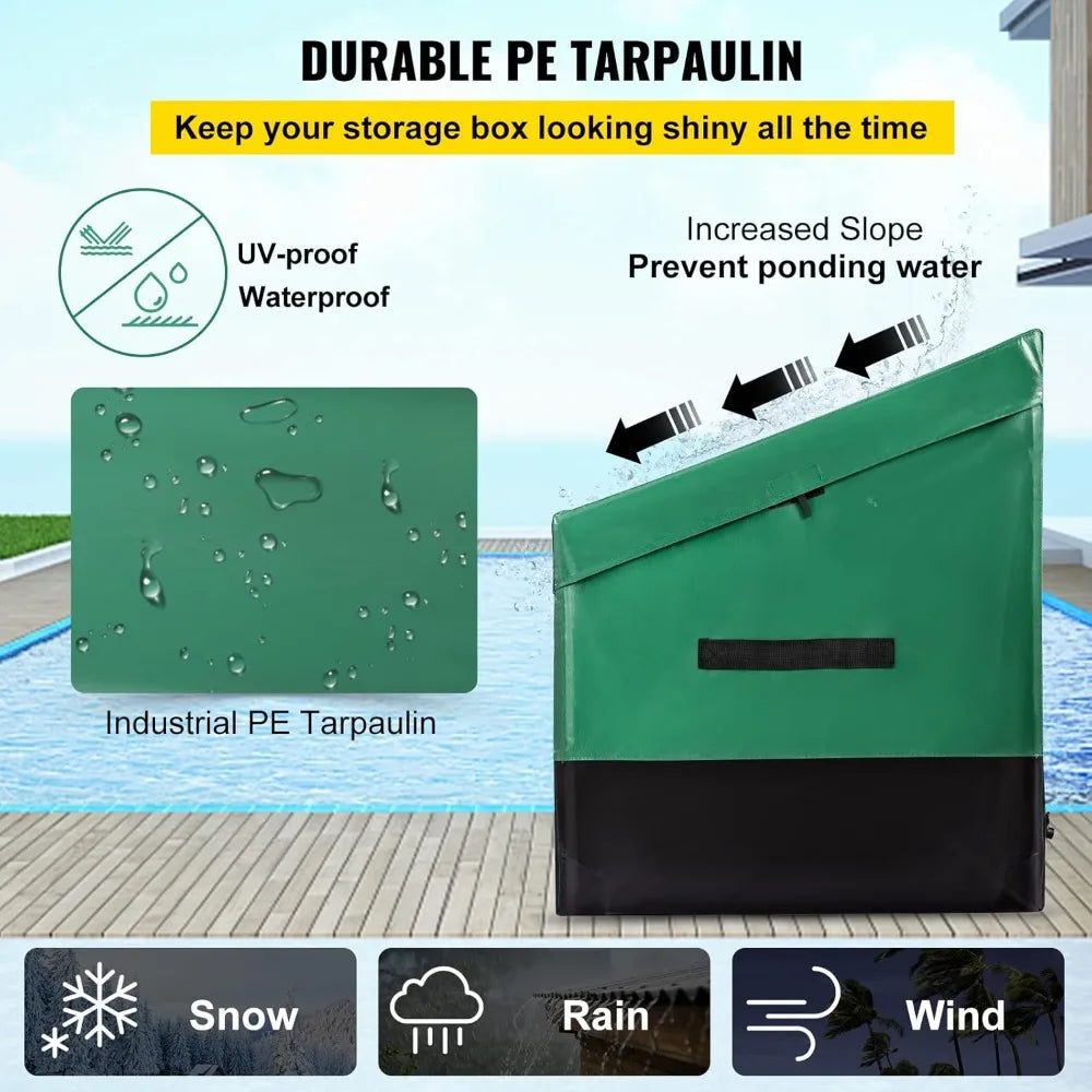 150 Gallon Waterproof Outdoor Storage Box, Portable Deck Box for Camping Poolside Yard