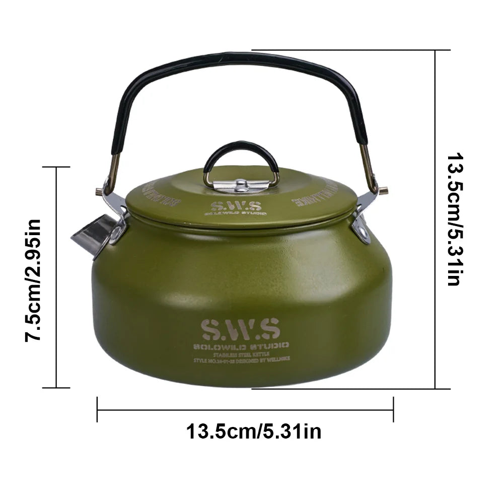 0.8L Portable Hiking Coffee Kettle 304 Stainless Steel Ultralight Outdoor Camping