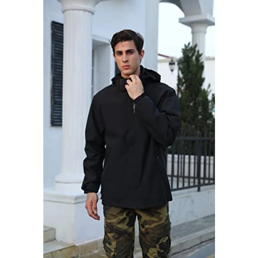 Men's Lightweight Waterproof Rain Jacket, Shell Hooded Outdoor Raincoat Hiking Windbreaker jacket