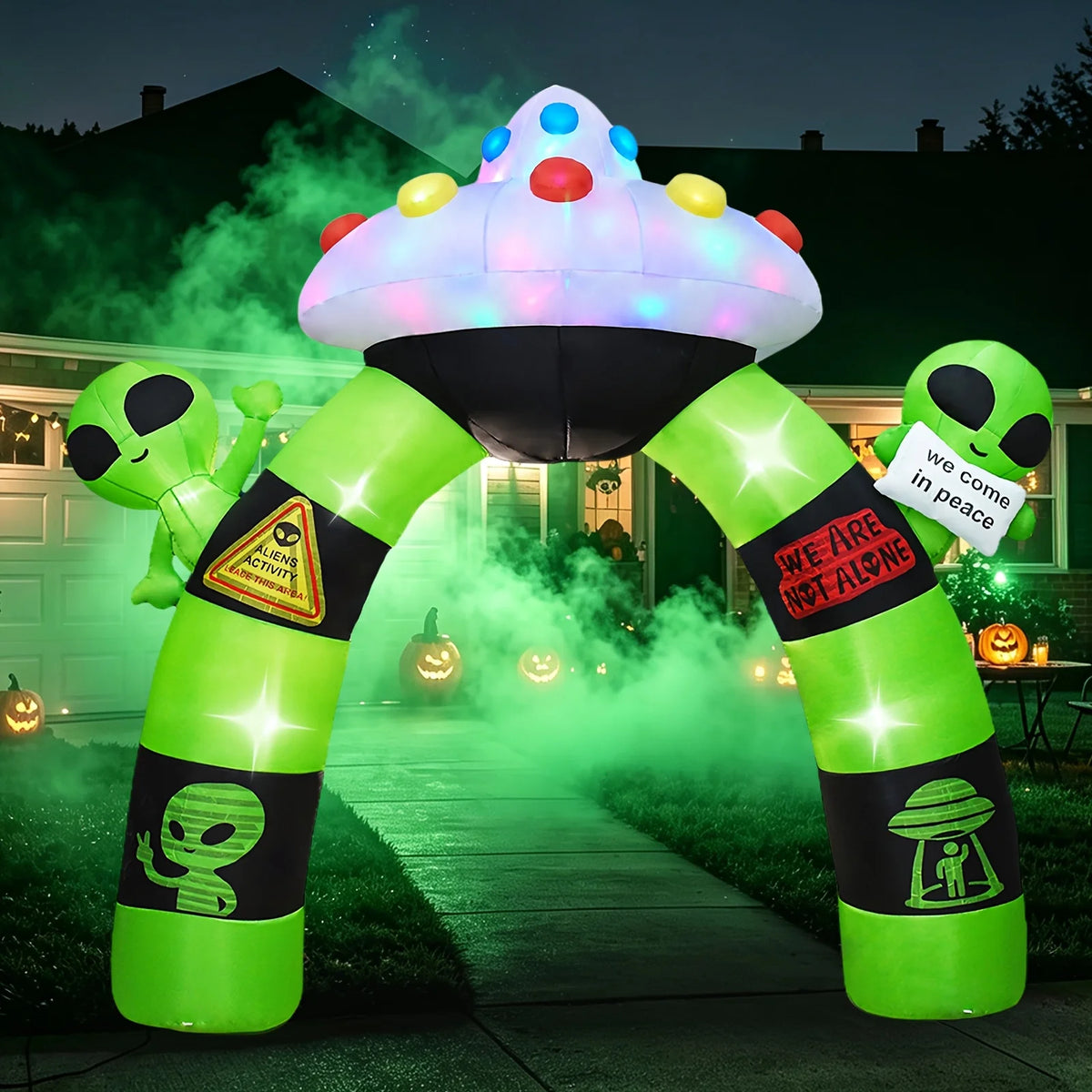 10.5FT Halloween Inflatable Alien Arch Decoration Archway with Built-in LED Lights