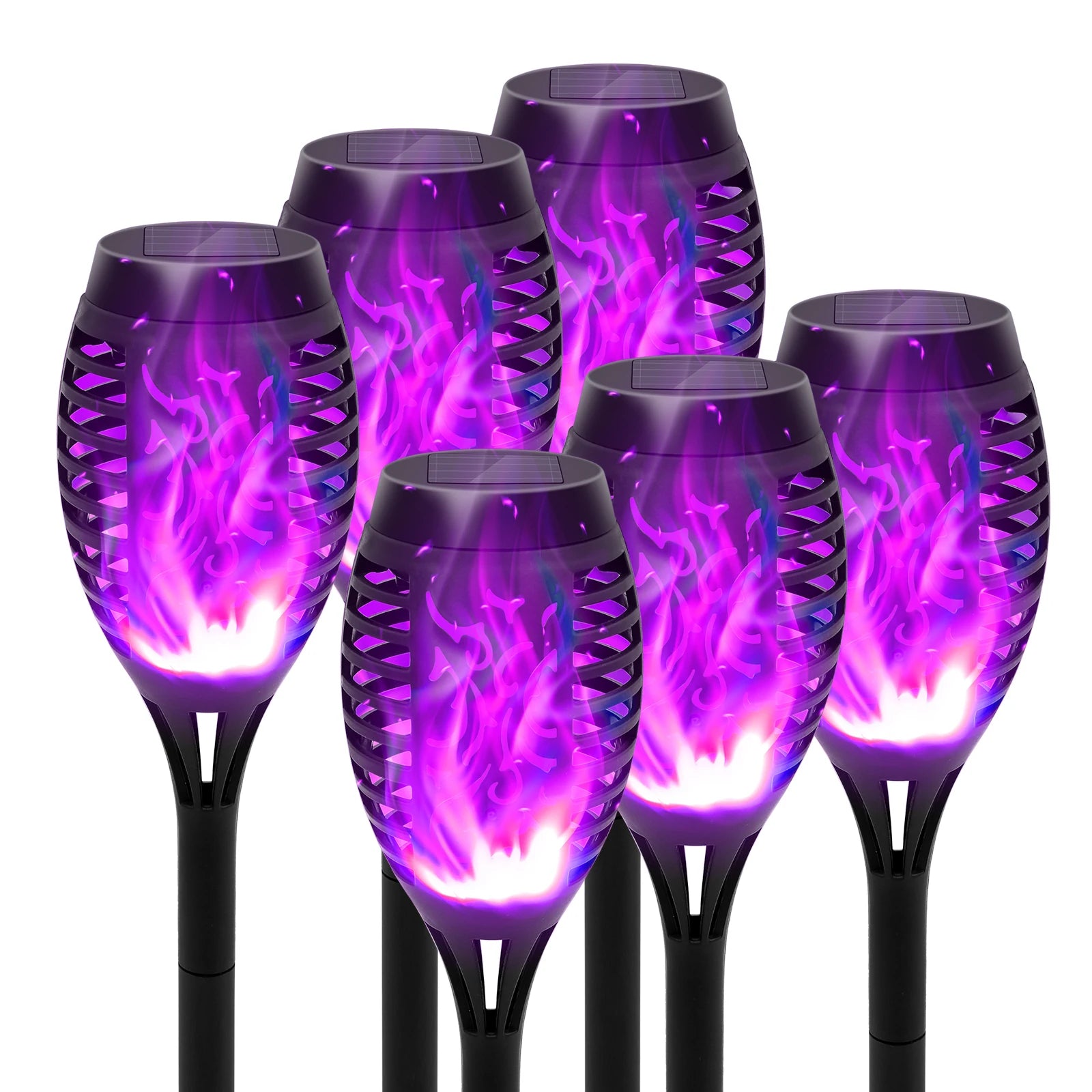 Solar Flame Torch Light LED Flickering For Lawn Path 4/6/8/12Pcs