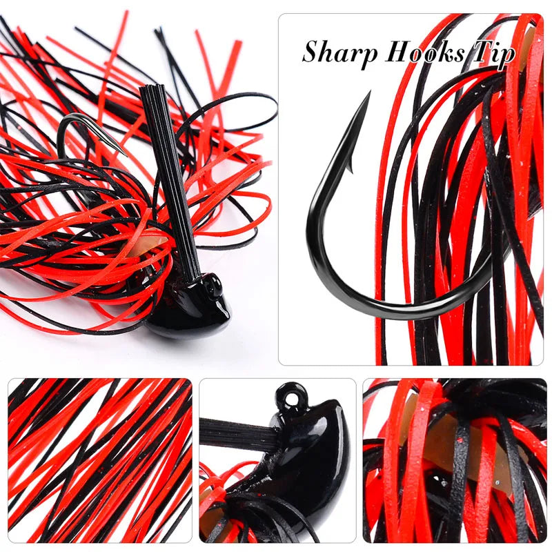 8Pcs Bass Trout Football Jigs Set Weedless Finesse Jig Swim Jigs with Silicone Skirts 1/4 3/8 1/2 oz
