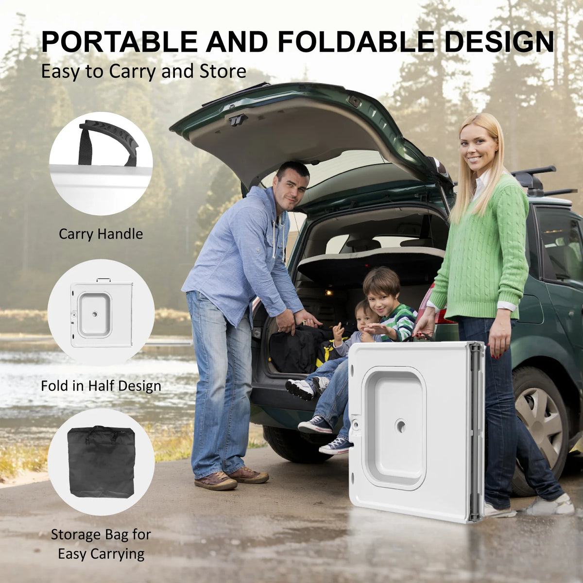 49.8"Folding Fish Cleaning Table with Sink, Portable Camping Sink Station with Faucet, Sprayer, Gloves & Storage Bin, Outdoor Fillet Table for Picnic Beach Patio