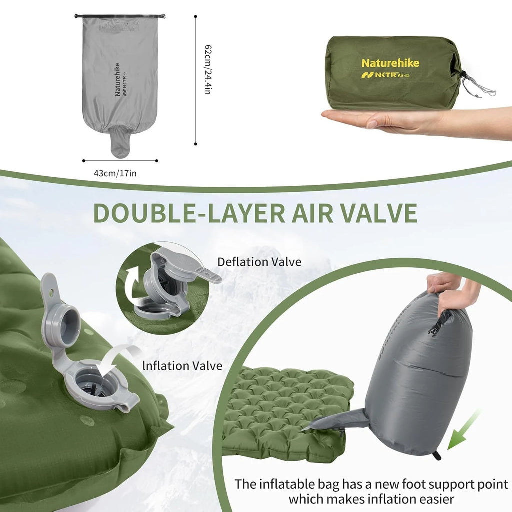 Ultralight Sleeping Pad Insulated Inflatable Sleeping Pad R4.6 Inflatable Air Mat 4 Seasons Outdoor Camping