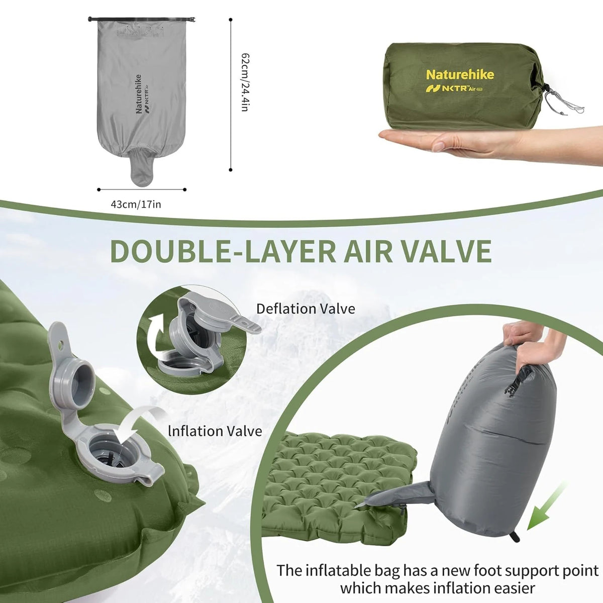 Ultralight Sleeping Pad Insulated Inflatable Sleeping Pad R4.6 Inflatable Air Mat 4 Seasons Outdoor Camping