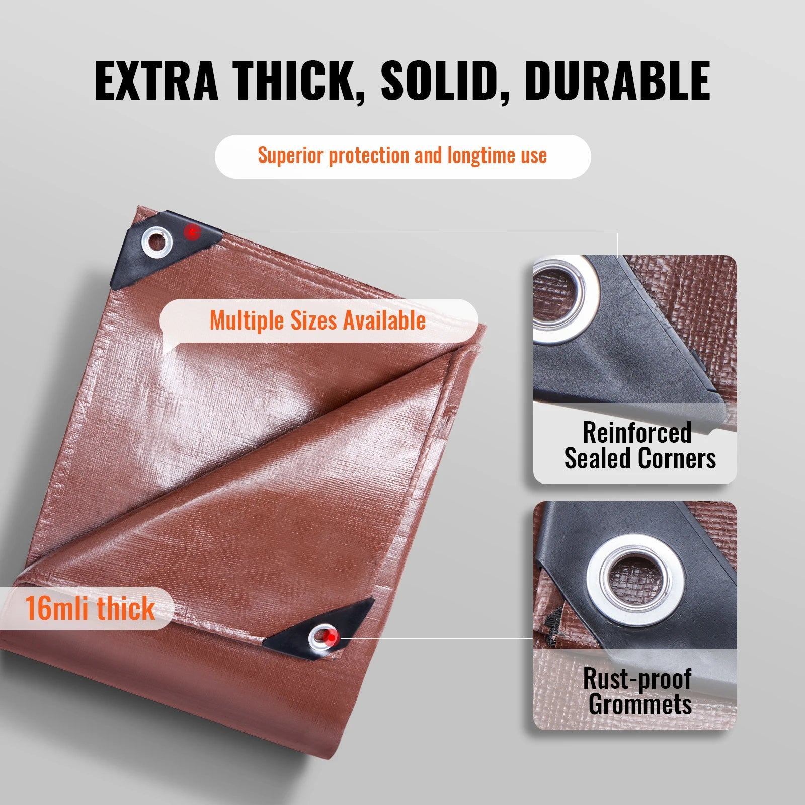 Heavy Duty Tarp Waterproof Tear Proof Poly Plastic Tarps Cover Multi-Purpose Outdoor Tarpaulin with Grommets for Truck
