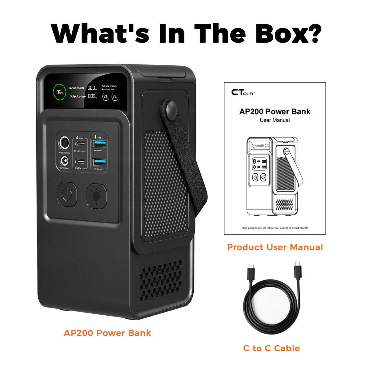 200W Power Station Camping 192Wh Lifepo4 Power Bank 60000mAh Portable Emergency Power USB TYPE-C Port