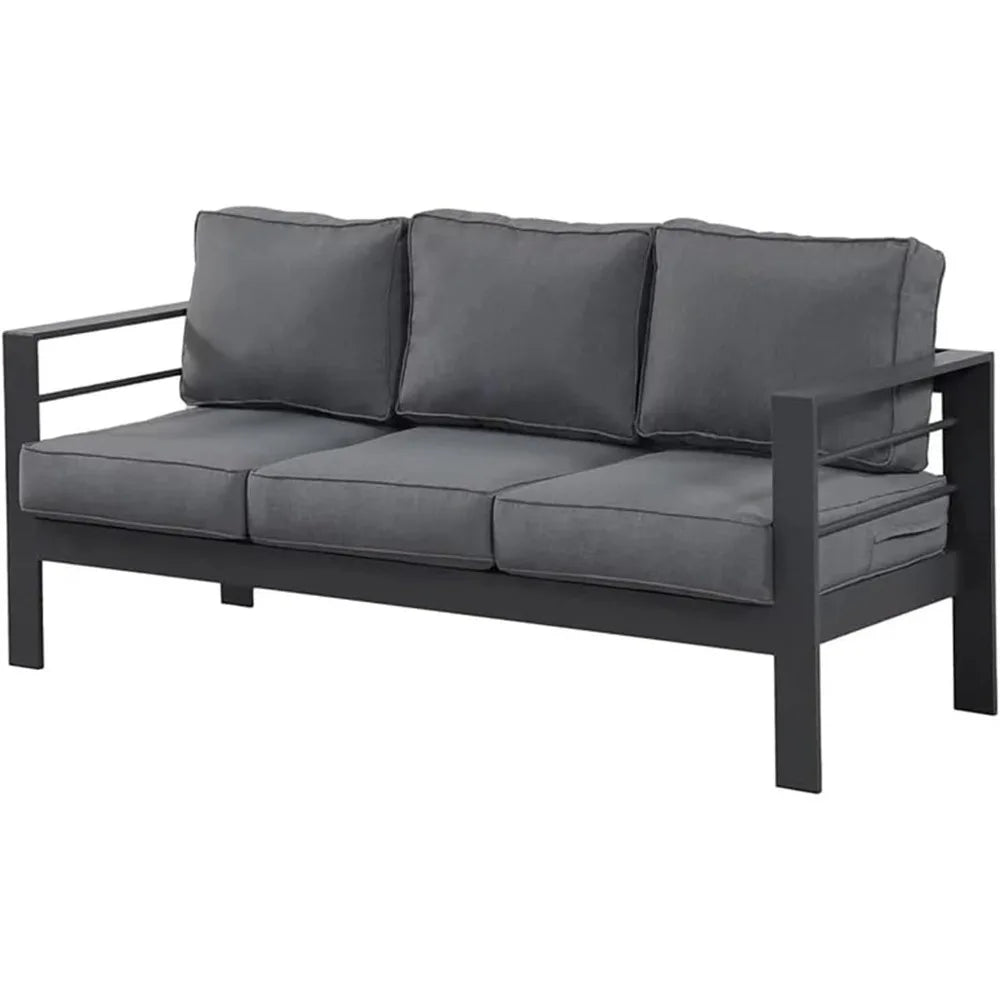 Outdoor Couch Aluminum Patio Furniture Sofa with 5" Thick and Soft Cushion and Wide Arm