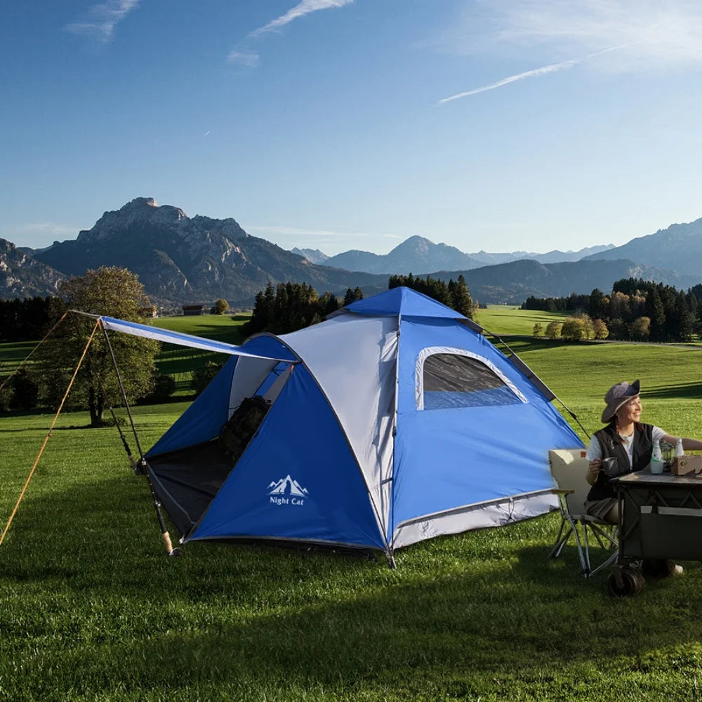 Pop Up Tent 2-3 Persons Instant Set Up Tent with Footprint Tarp & Porch, Automatic Double Layer Waterproof Camping Tent with Rainfly