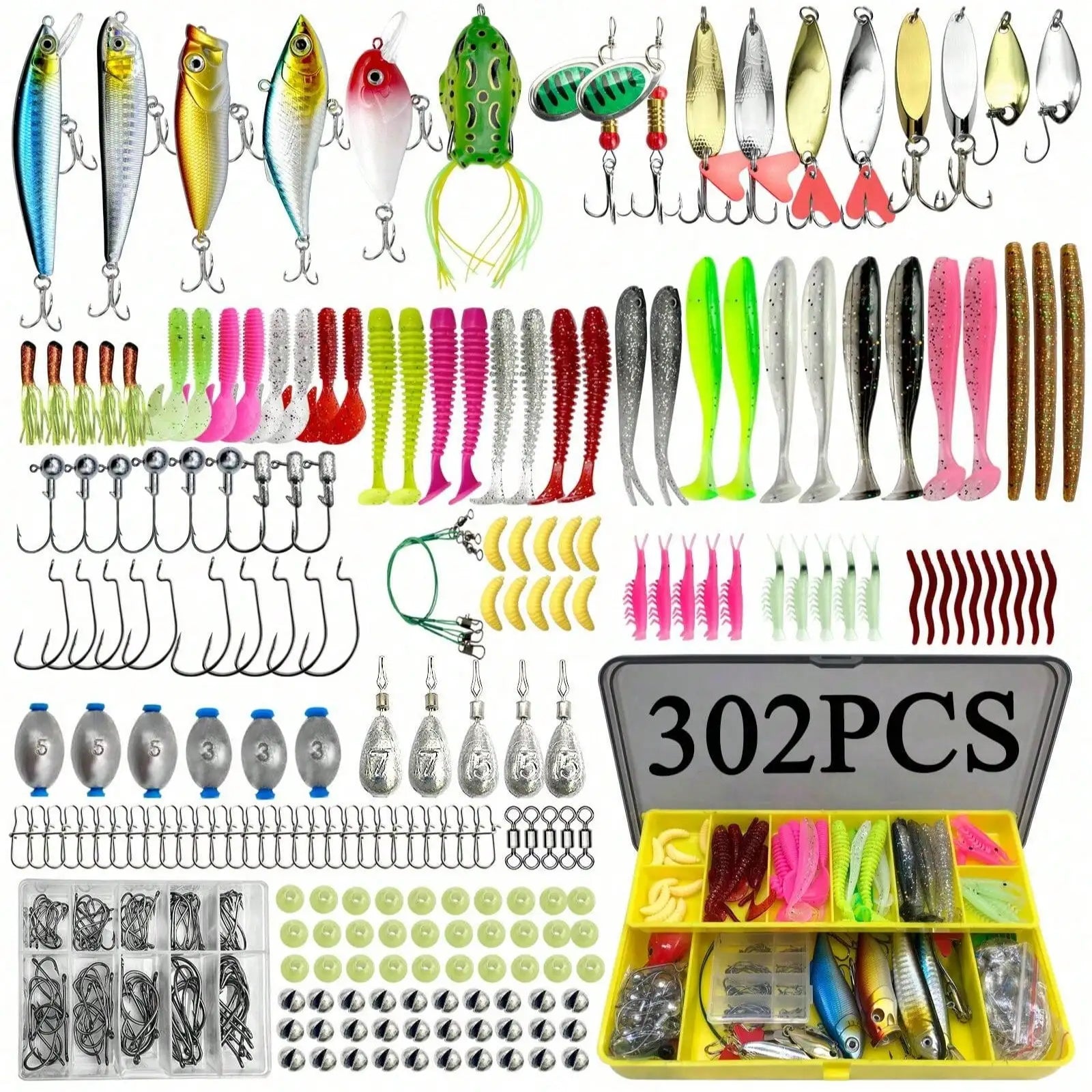 Fishing Lure Tackle Set, 110/139/302pcs, Suitable For Surface Fishing, Bass, Trout, Salmon
