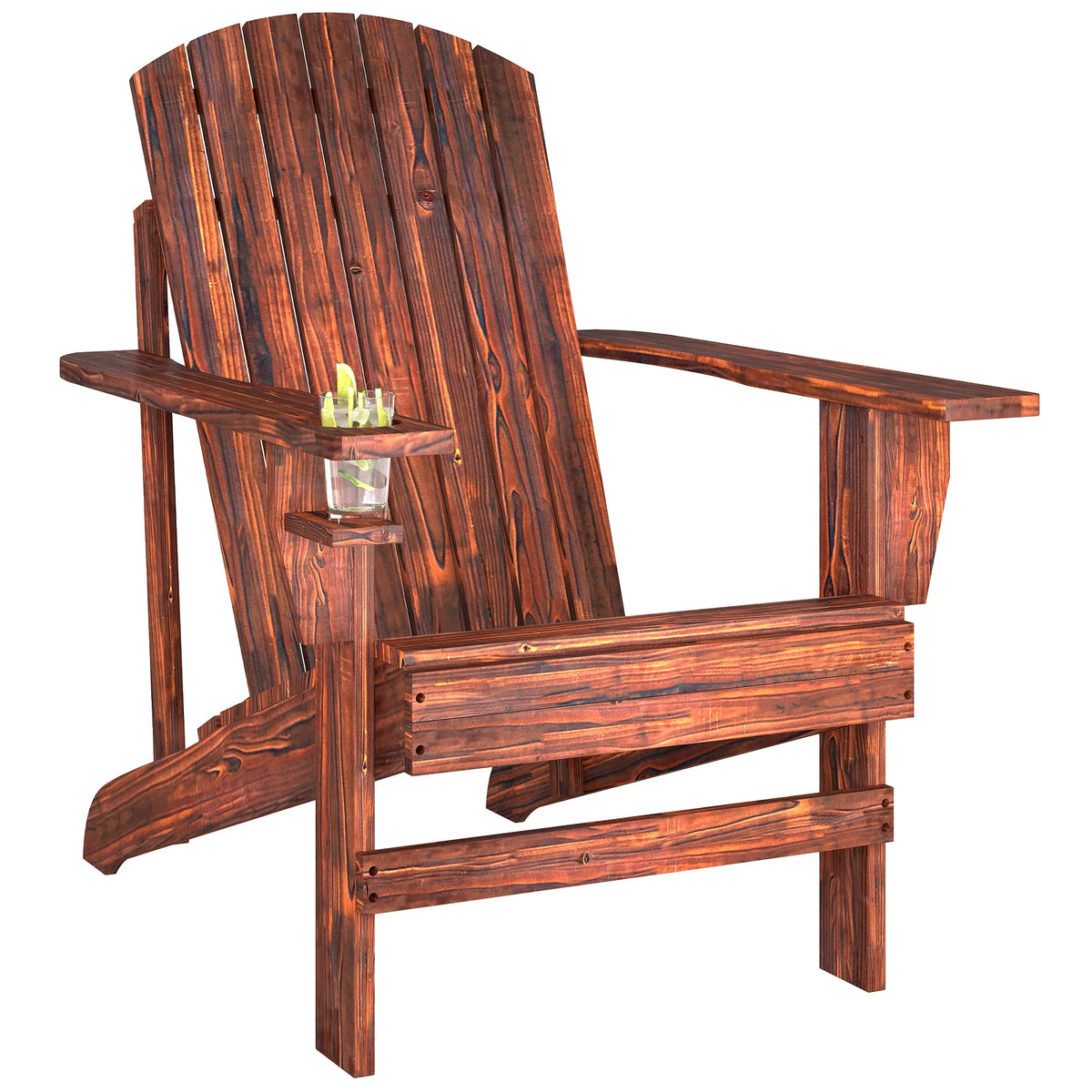 Wood Adirondack Chair, Wooden Outdoor & Patio Seating for Fire Pit, Brown