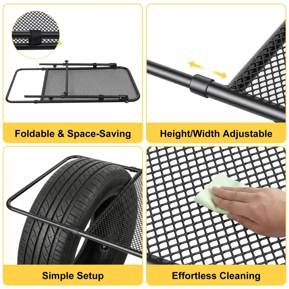 Tire Mount Camping Desk Adjustable Steel Folding Table for Tailgate Picnic Outdoor No Tool Installation Fits Car SUV Tire