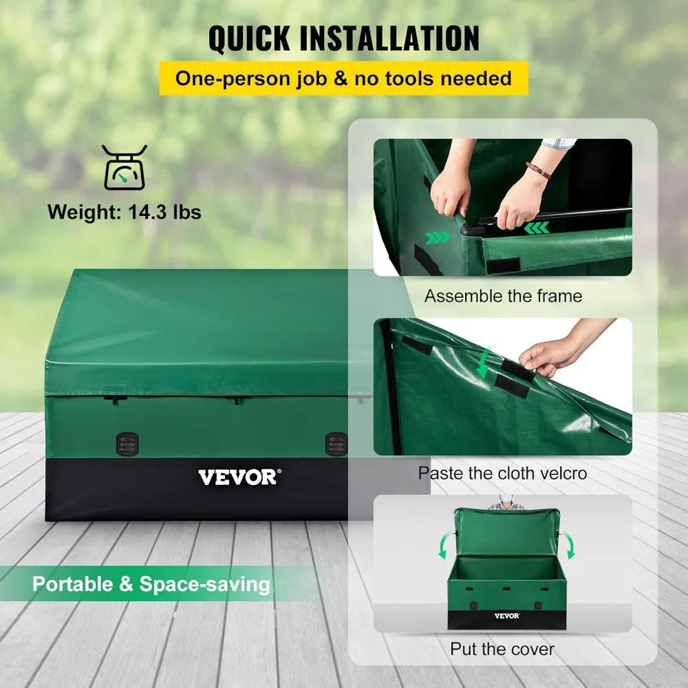 150 Gallon Waterproof Outdoor Storage Box, Portable Deck Box for Camping Poolside Yard