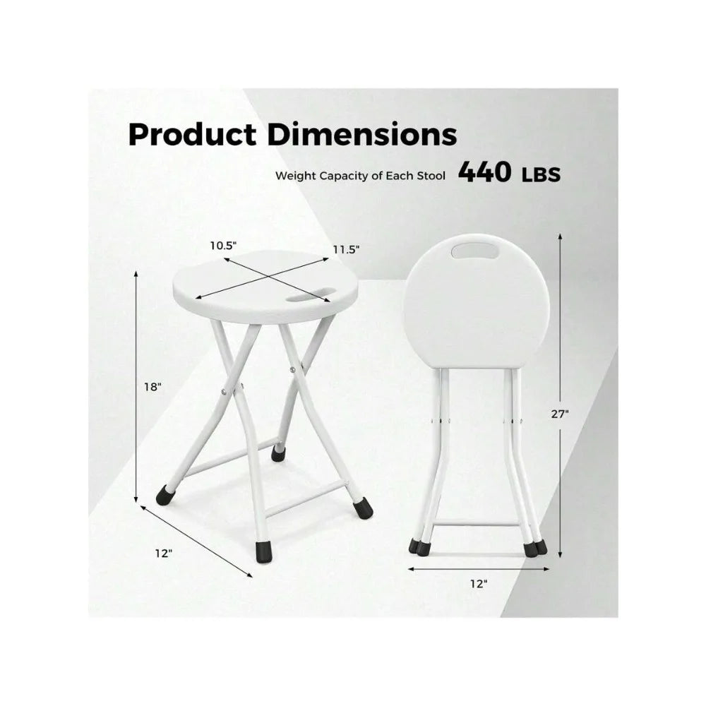4PCS 18 Inch High Folding Stool Portable Foldable Camping Chair with Carrying Handle Heavy Duty Outdoor Seating