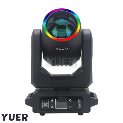 200W LED Moving Head Light With Ring Beam Rotating Rainbow 8 Color Effect Disco