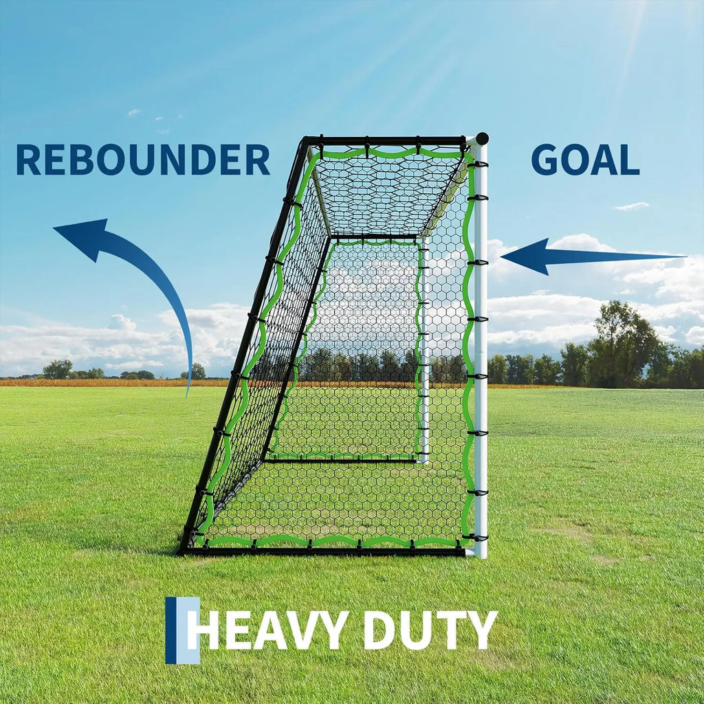 Heavy Duty Portable Soccer Goal for Backyard, Metal Frame Mesh Soccer Rebounder Net
