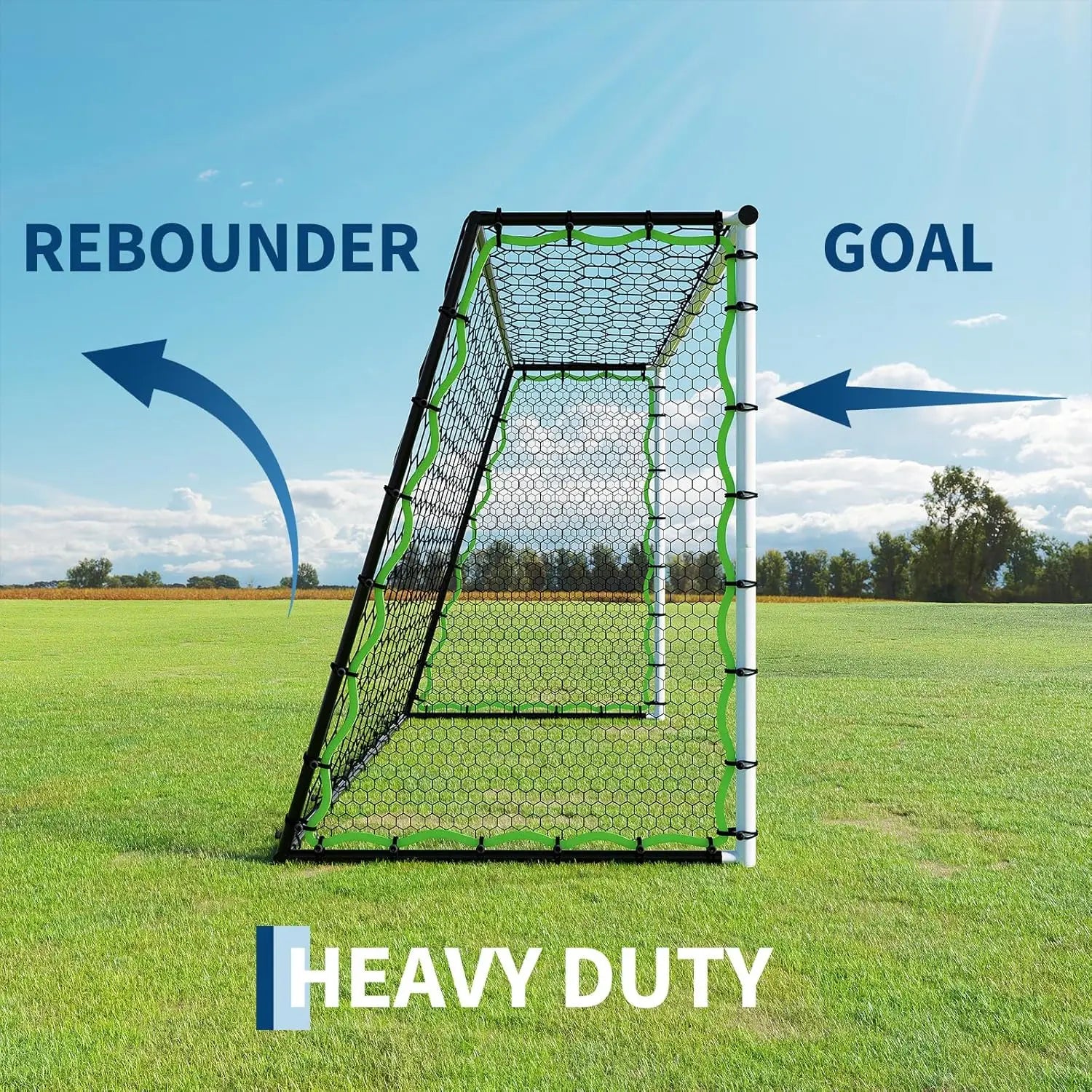 Heavy Duty Portable Soccer Goal for Backyard, Metal Frame Mesh Soccer Rebounder Net