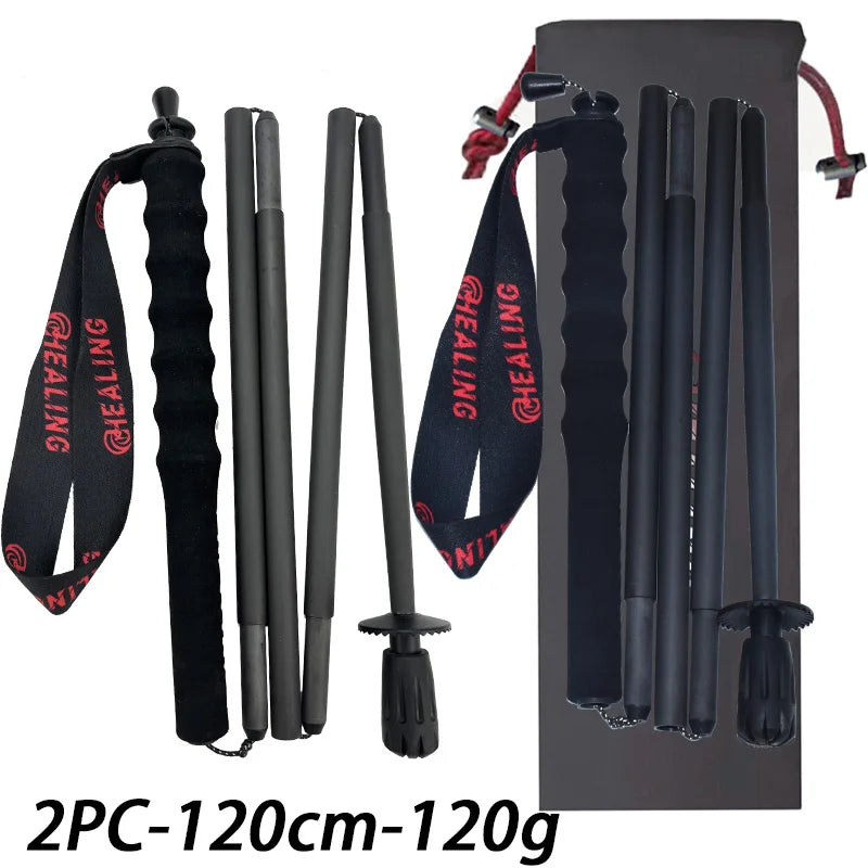 110g Ultra-Light 5-Section Foldable Carbon Fiber Trekking Poles Portable Outdoor Hiking Walking Sticks