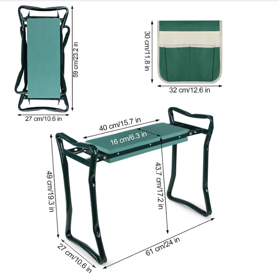 Upgraded Folding Garden Kneeler and Seat with Foam Kneeling Pad