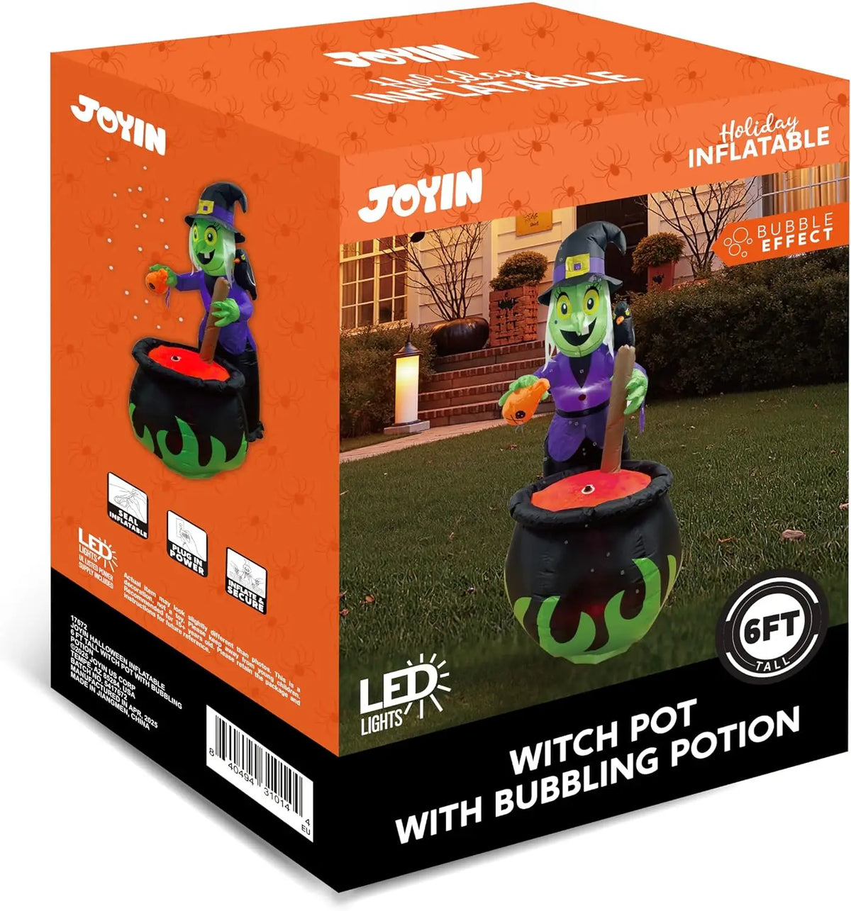 6 FT  Witch Halloween Inflatables Outdoor Decorations and Cauldron with Bubbling Potion and Light Inflatable Decoration