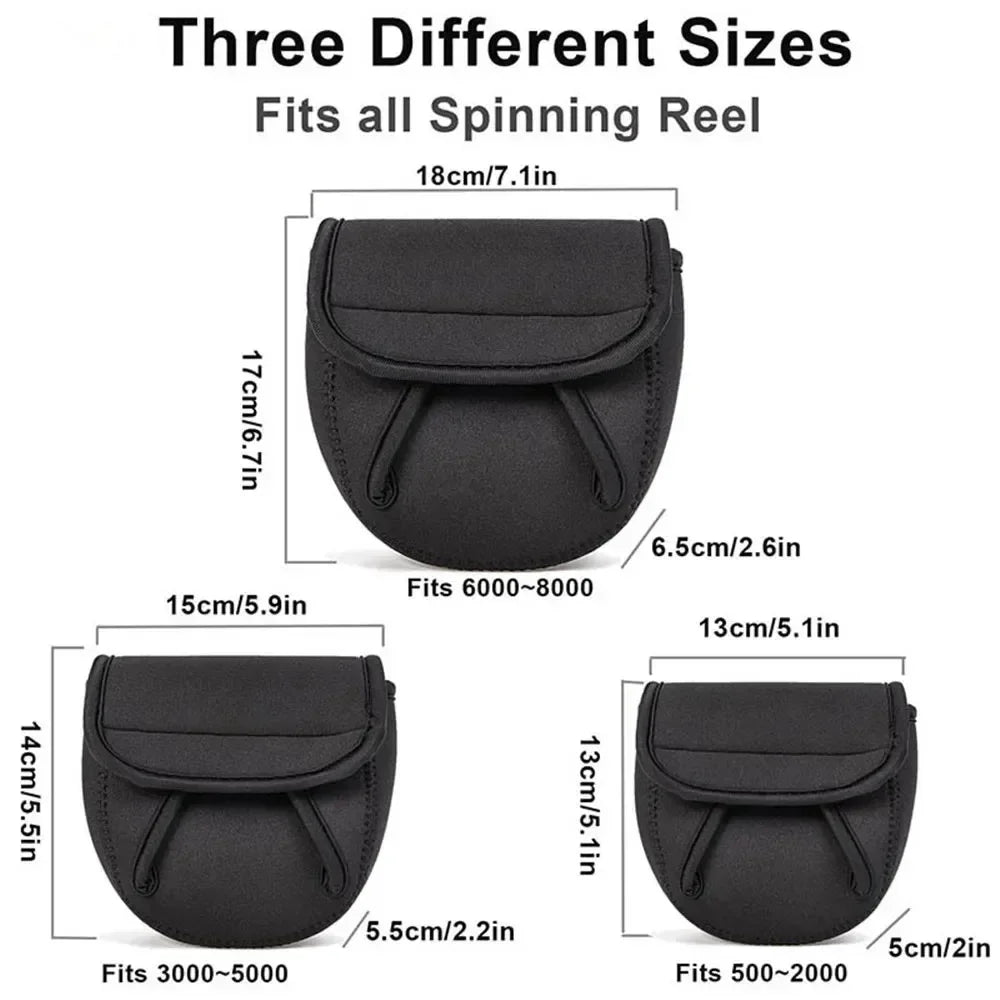 S/M/L Spinning Fishing Reel Neoprene Cover Protective Case Waterproof Storage